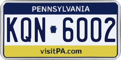 PA license plate KQN6002