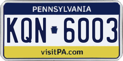 PA license plate KQN6003