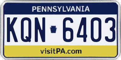 PA license plate KQN6403