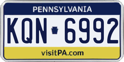PA license plate KQN6992