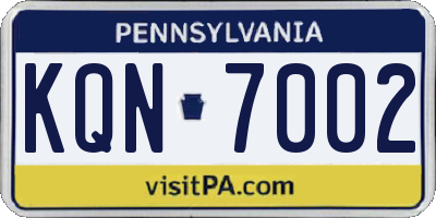 PA license plate KQN7002