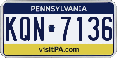 PA license plate KQN7136