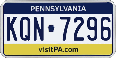 PA license plate KQN7296