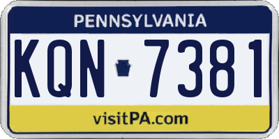 PA license plate KQN7381