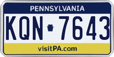 PA license plate KQN7643