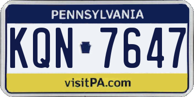PA license plate KQN7647