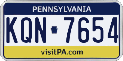 PA license plate KQN7654