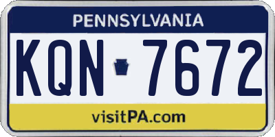 PA license plate KQN7672