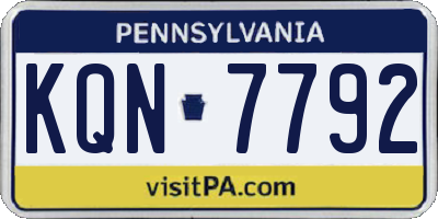 PA license plate KQN7792