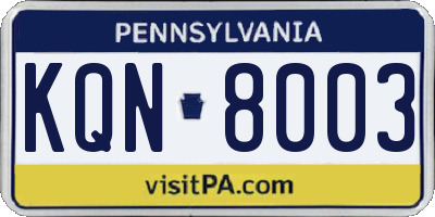 PA license plate KQN8003