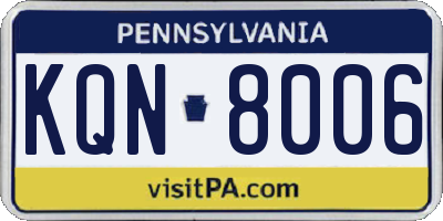 PA license plate KQN8006