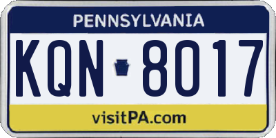 PA license plate KQN8017