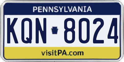 PA license plate KQN8024