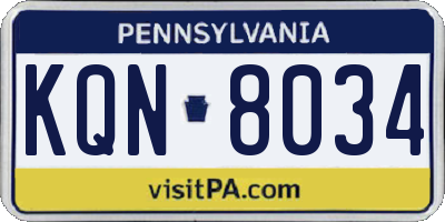 PA license plate KQN8034