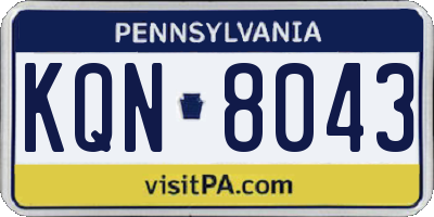 PA license plate KQN8043