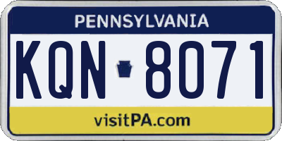 PA license plate KQN8071