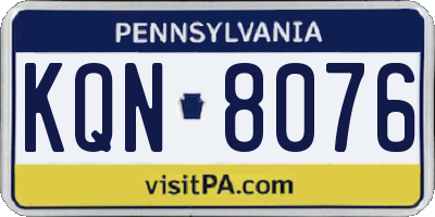 PA license plate KQN8076