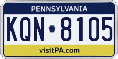 PA license plate KQN8105