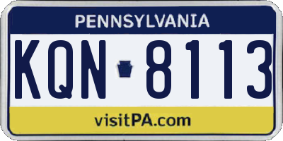 PA license plate KQN8113