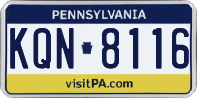 PA license plate KQN8116