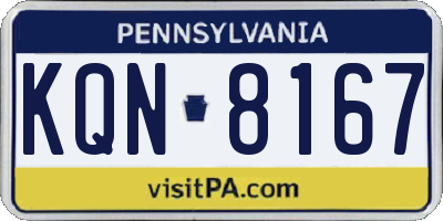 PA license plate KQN8167