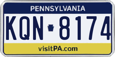 PA license plate KQN8174