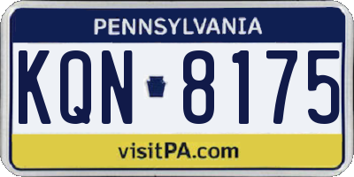PA license plate KQN8175