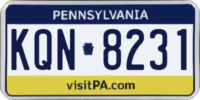 PA license plate KQN8231