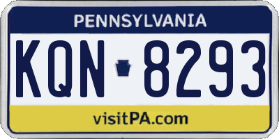 PA license plate KQN8293