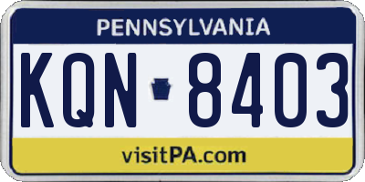 PA license plate KQN8403