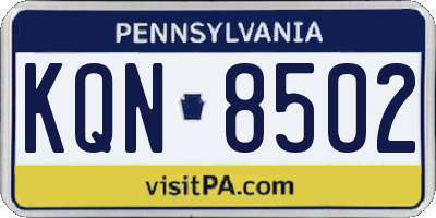 PA license plate KQN8502