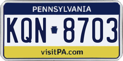 PA license plate KQN8703