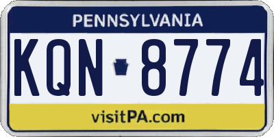 PA license plate KQN8774