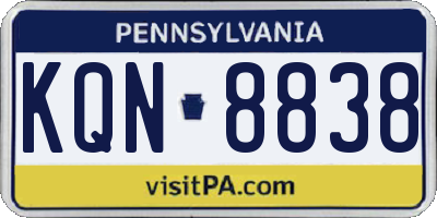 PA license plate KQN8838