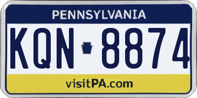 PA license plate KQN8874