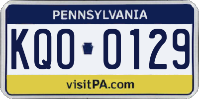 PA license plate KQO0129