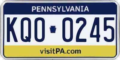 PA license plate KQO0245
