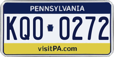 PA license plate KQO0272