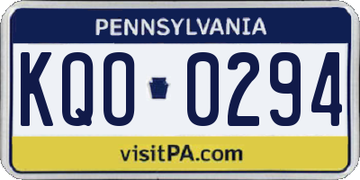 PA license plate KQO0294