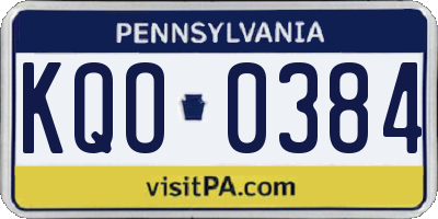PA license plate KQO0384