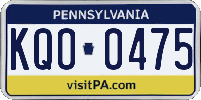 PA license plate KQO0475