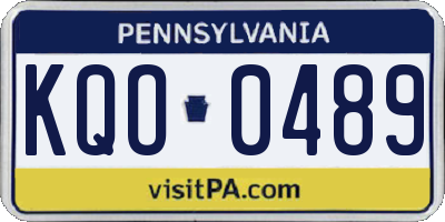 PA license plate KQO0489