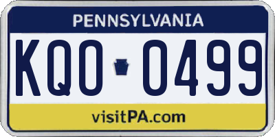 PA license plate KQO0499
