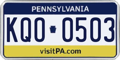 PA license plate KQO0503