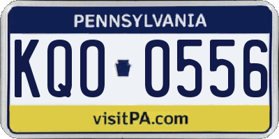 PA license plate KQO0556