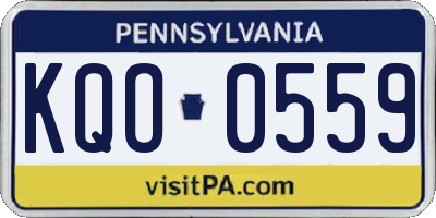 PA license plate KQO0559