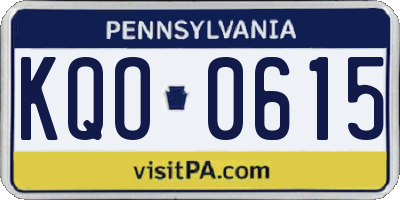 PA license plate KQO0615