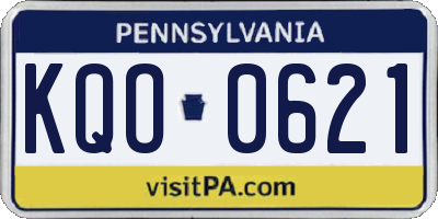 PA license plate KQO0621