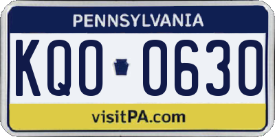 PA license plate KQO0630