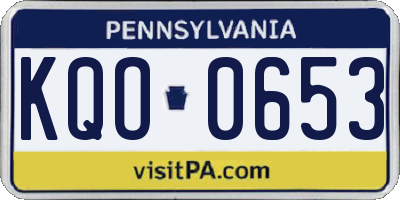 PA license plate KQO0653